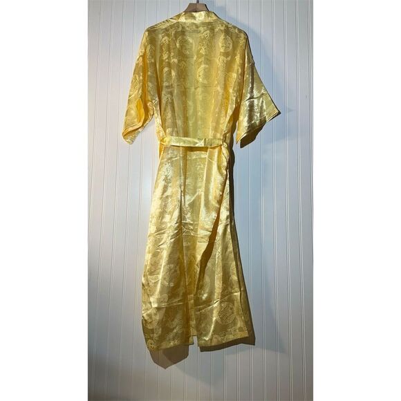 Vintage 100% Silk Yellow Kimono Robe | Dragon Embroidered | Luxury Lounge Wear - Picture 4 of 7